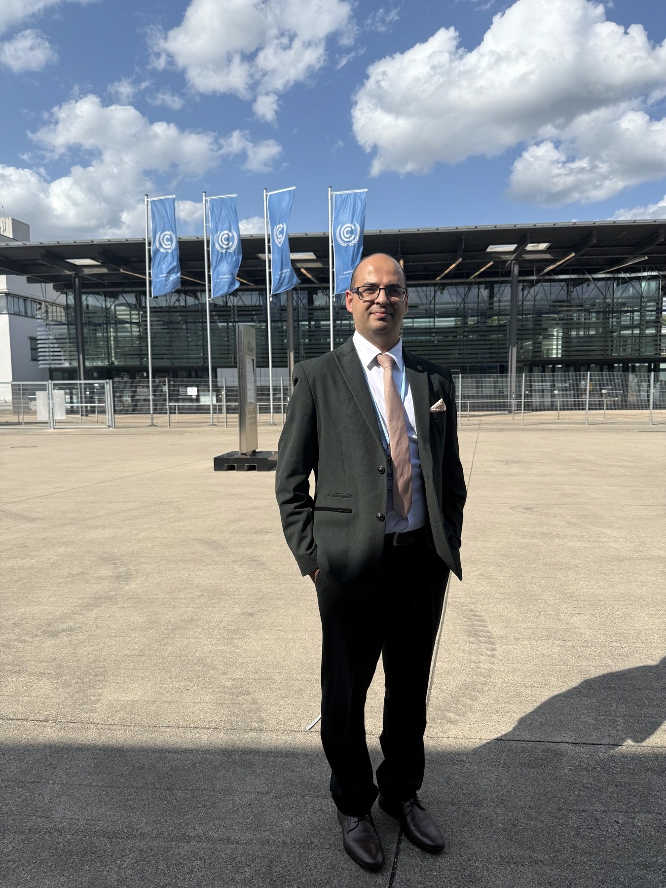 Ahmed Gailani outside the UNFCCC conference venue in Bonn.